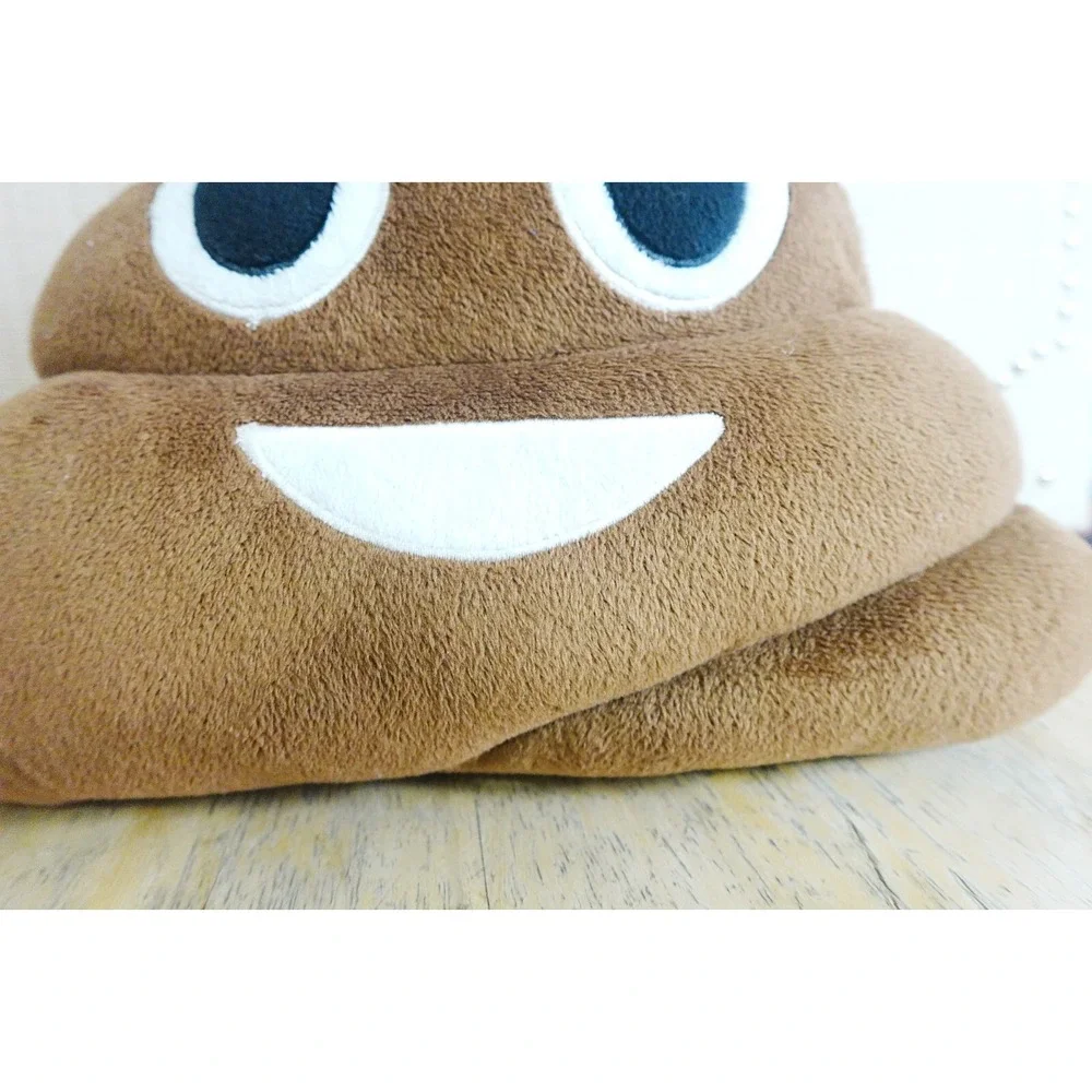 Pile of Poo Emoji‎ Throw Pillow - Poop Face Stuffed Plush Toy - Smiley Plushie